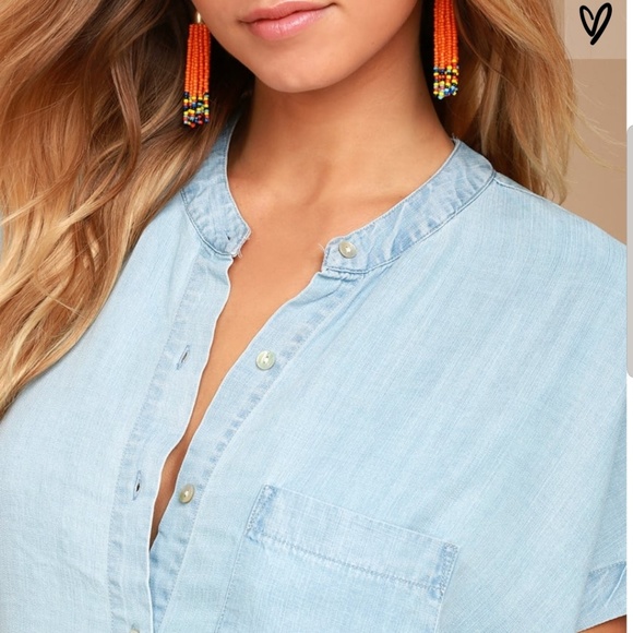 LULU'S My sweet love chambray top - Picture 5 of 7